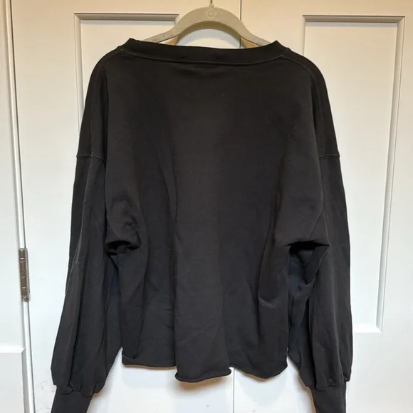 Perfectwhitetee Zayne French Terry Long Sleeve Pullover in Vintage Black - Picture 3 of 6